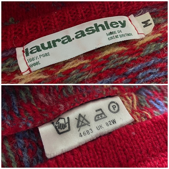 π Laura Ashley, Vintage Little Red Riding Hood Floral Wool Knit Jumper - Picture 13 of 16